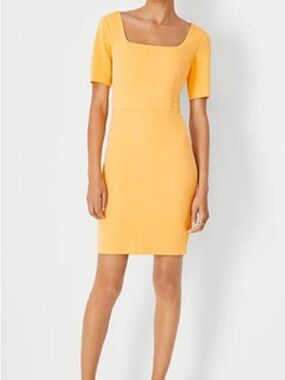 Ann Taylor Yellow Square-Neck Sheath Mini Dress